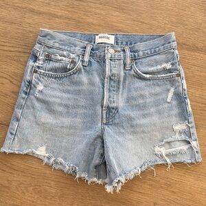 Agolde Parker Long Women's Frayed Hem Jean Shorts